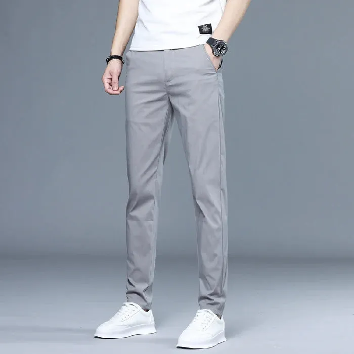 Men's Summer Lightweight Classic Dress Trousers: Elastic Waistband for Comfort and Style