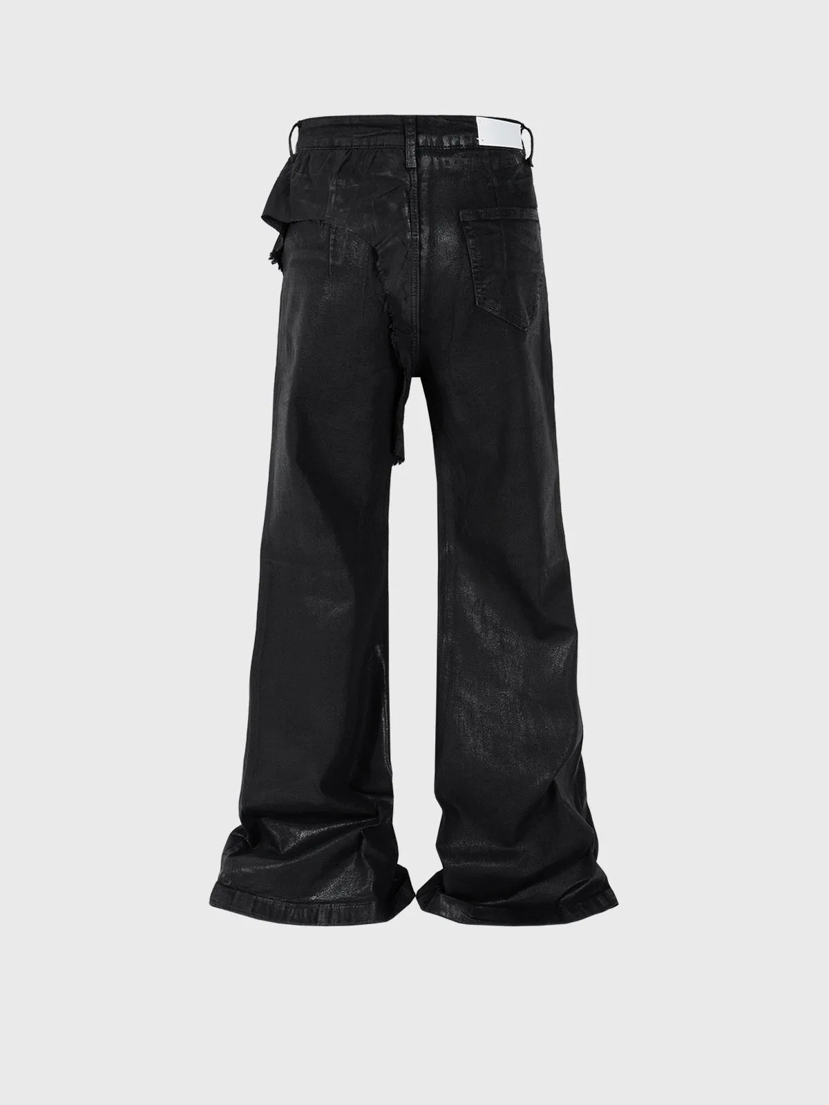 Men's Vinyl Coated Bootcut Trousers Stitching Damaged Jeans
