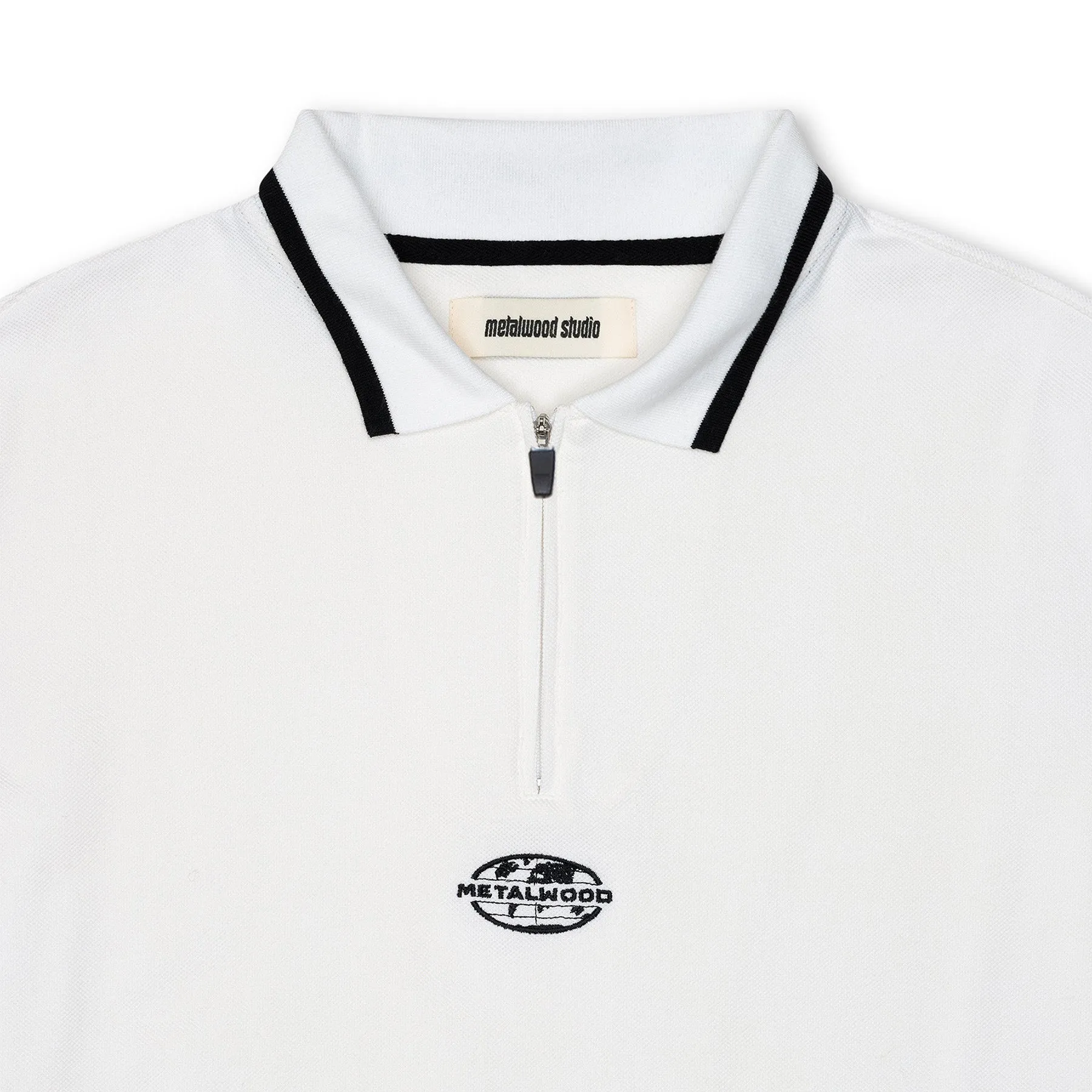 Metalwood Studio World Class Zip Polo White