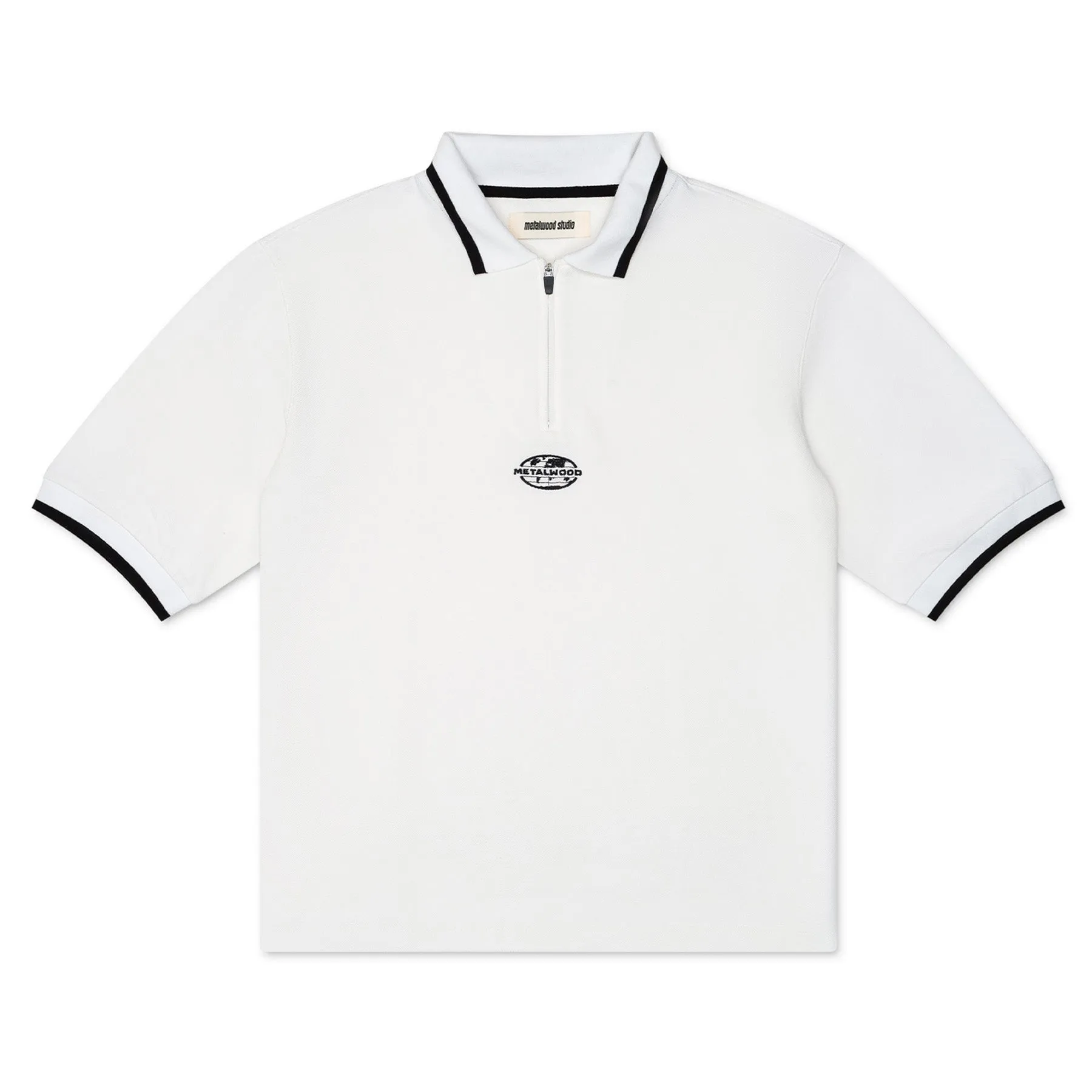 Metalwood Studio World Class Zip Polo White
