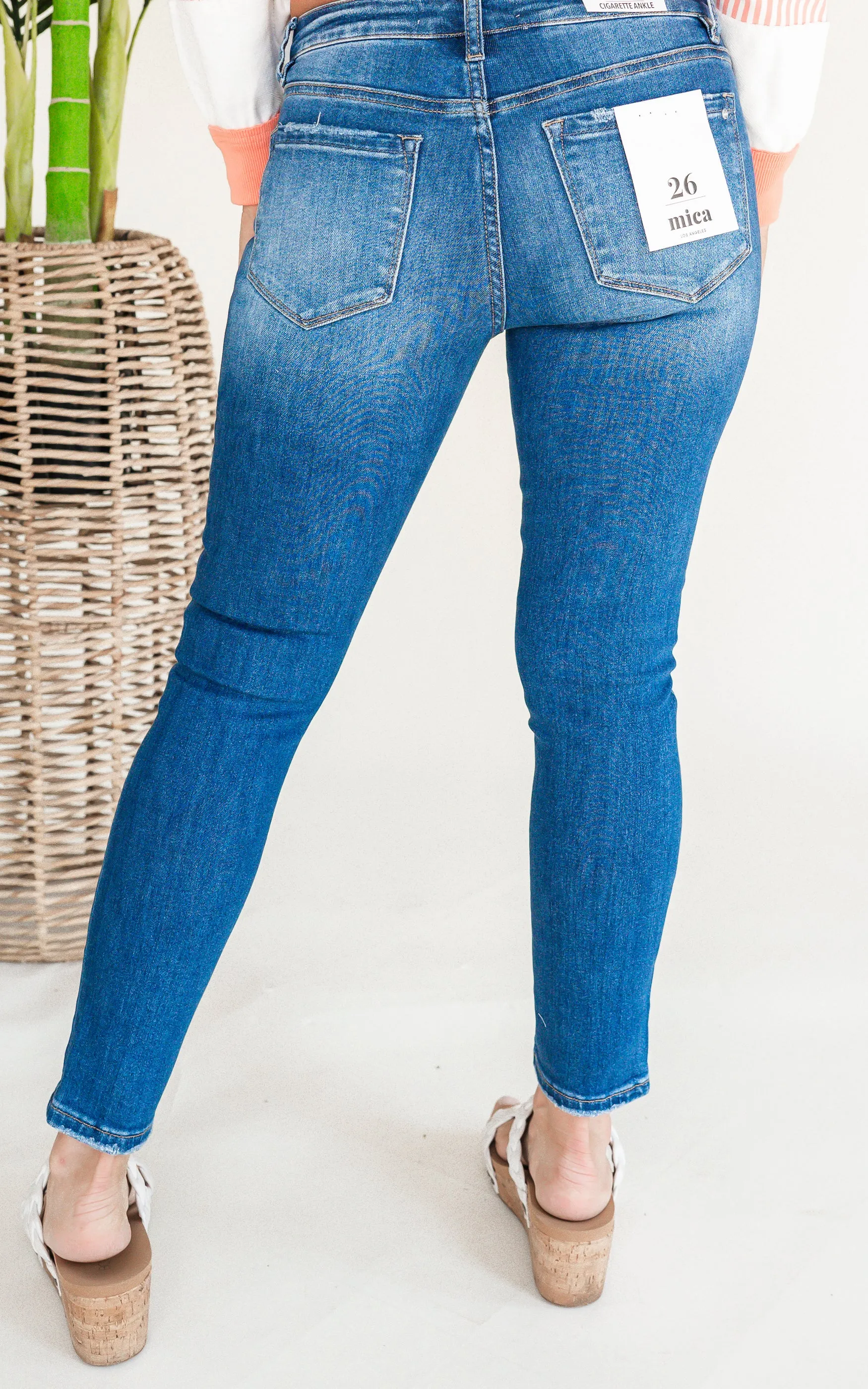 Mica | The Alice Medium Wash Mid-Rise Cigarette Ankle Denim Jeans** - Final Sale