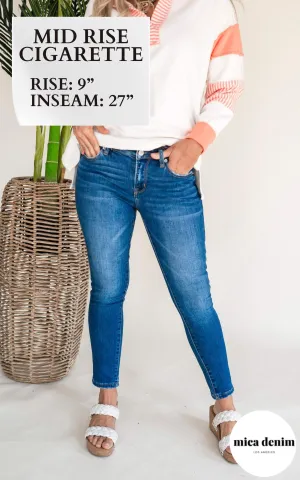 Mica | The Alice Medium Wash Mid-Rise Cigarette Ankle Denim Jeans** - Final Sale