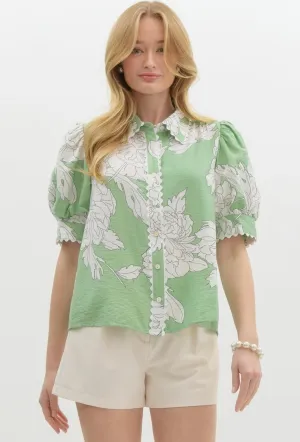 Mint Floral Blouse