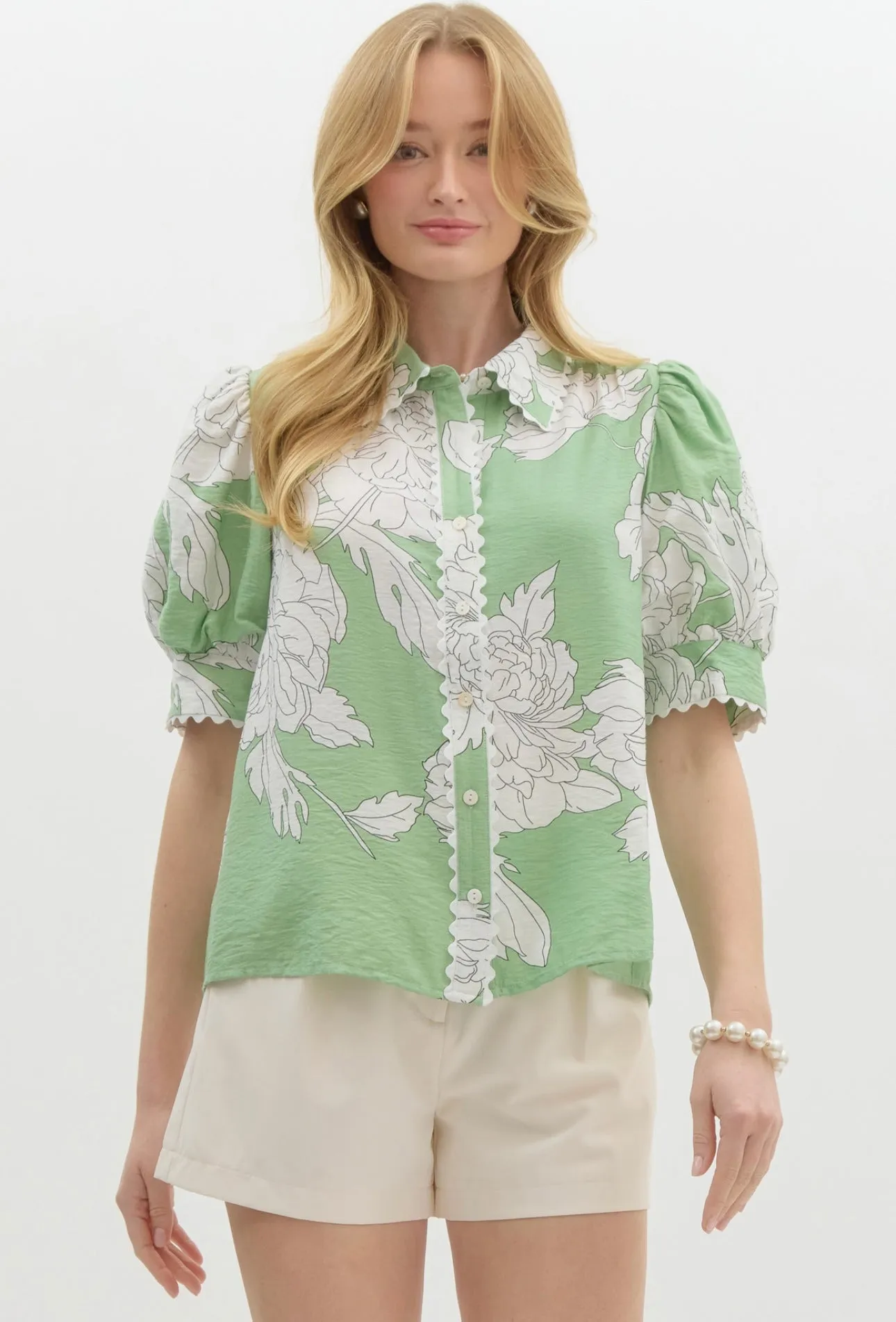 Mint Floral Blouse