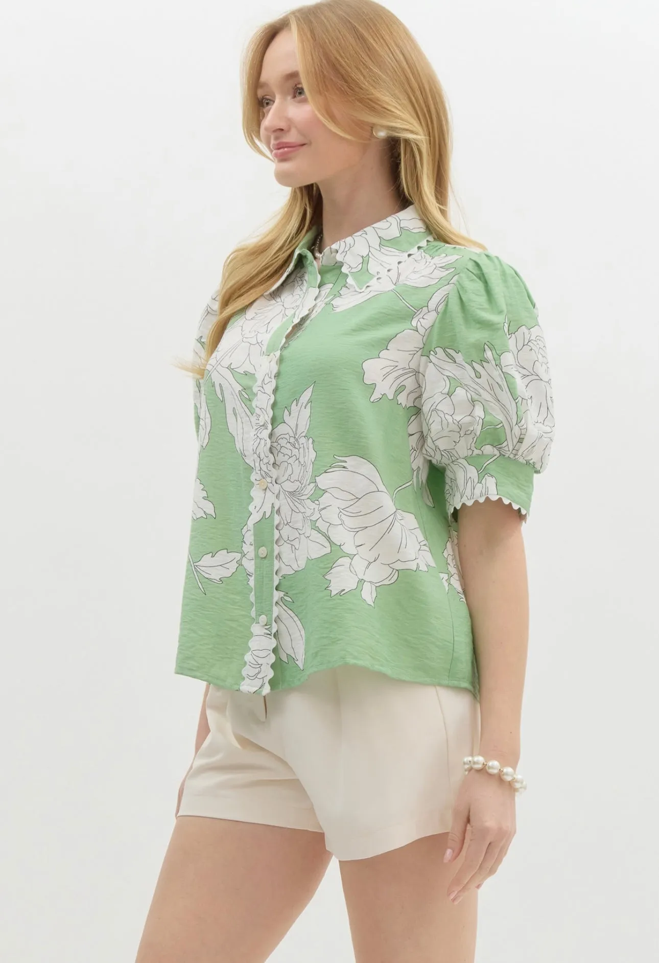 Mint Floral Blouse