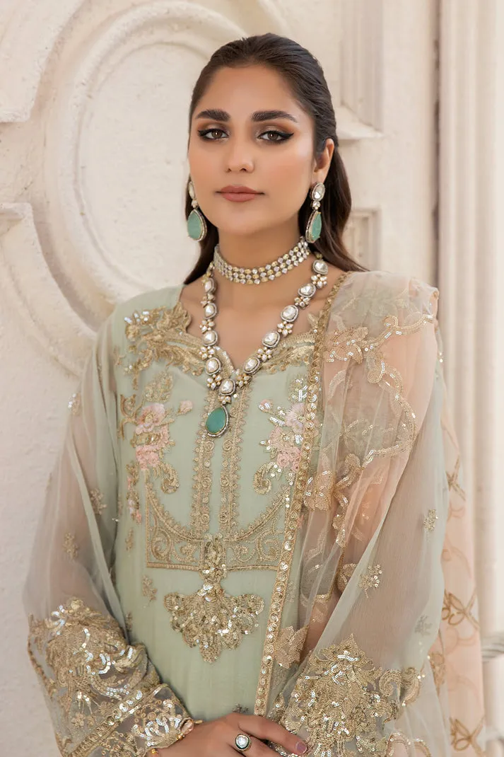 Mint Green Heavily Embroidered Chiffon Pakistani Salwar Kameez Suit