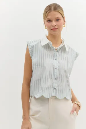 Mint Scallop Blouse