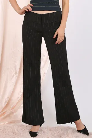 MISS PINKI Izabella tailored stripe work pants in Black