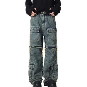 Multi-Pocket Patchwork Jeans