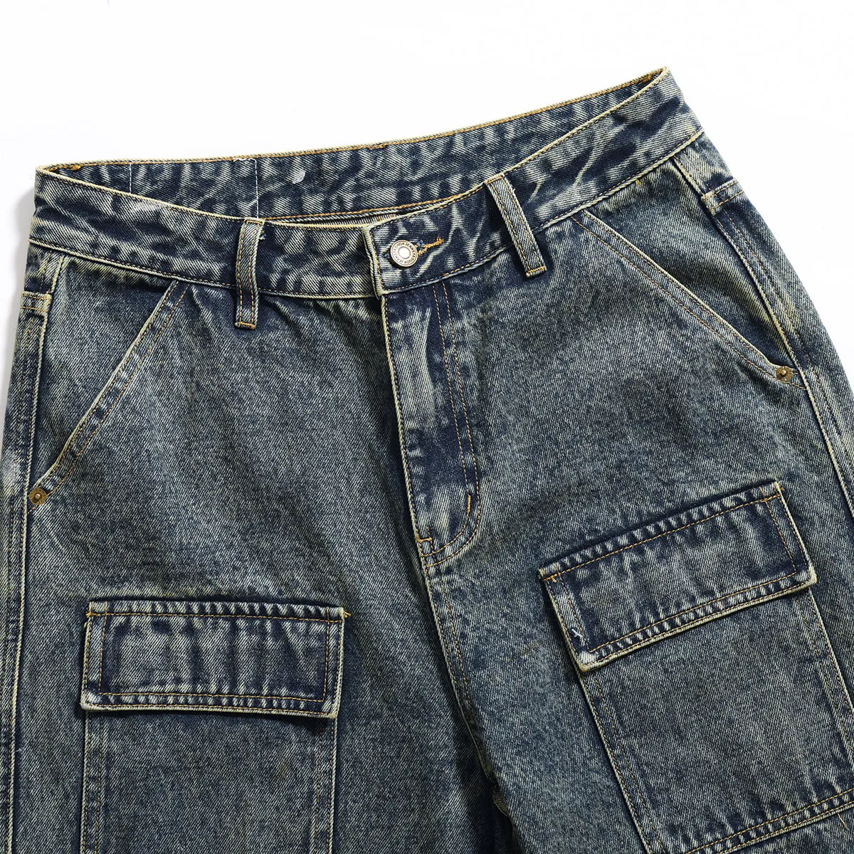 Multi-Pocket Patchwork Jeans