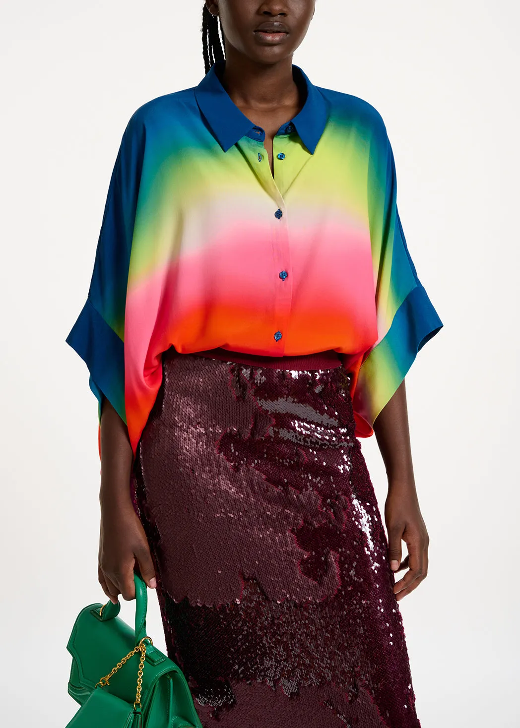 Multicolor oversized shirt with gradient effect