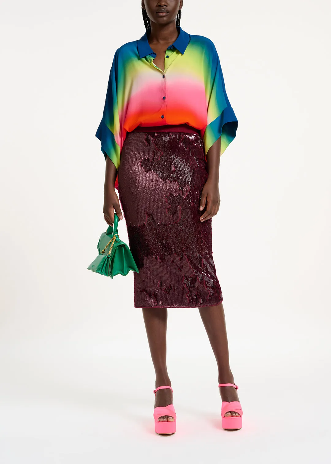 Multicolor oversized shirt with gradient effect