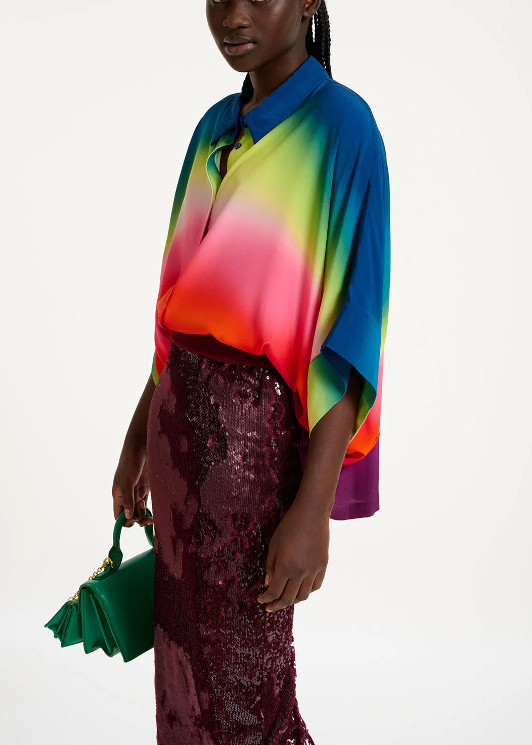 Multicolor oversized shirt with gradient effect