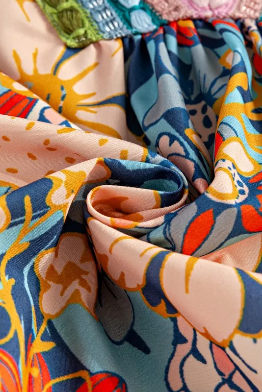 Multicolour Half Sleeve Boho Floral Blouse