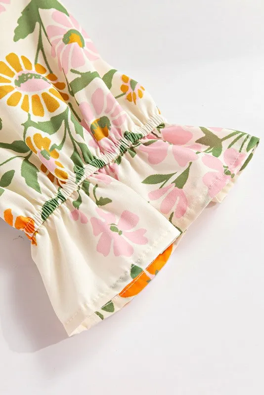 Multicolour Half Sleeve Boho Floral Blouse