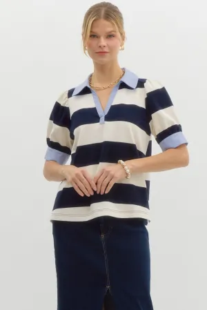 Navy & Blue Rugby Polo