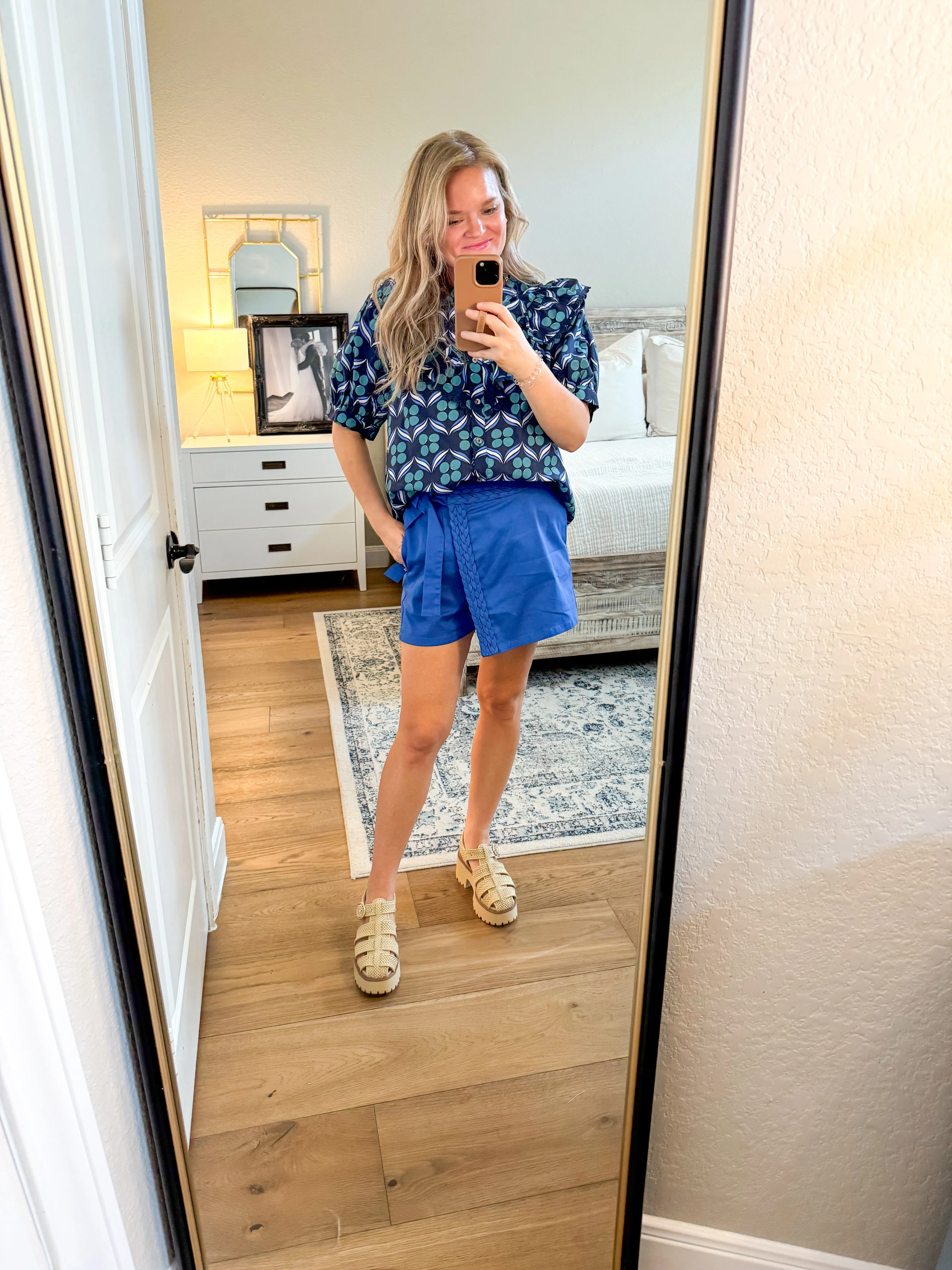 Navy & Green Teja Blouse