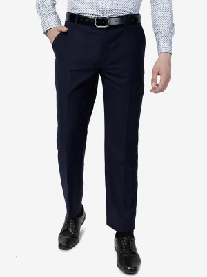 Navy Blue Solid Classic Fit Formal Trouser | JadeBlue