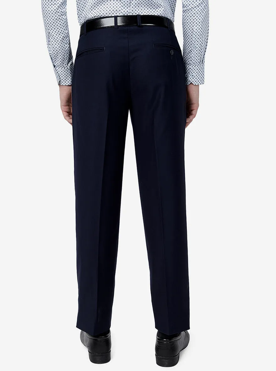 Navy Blue Solid Classic Fit Formal Trouser | JadeBlue