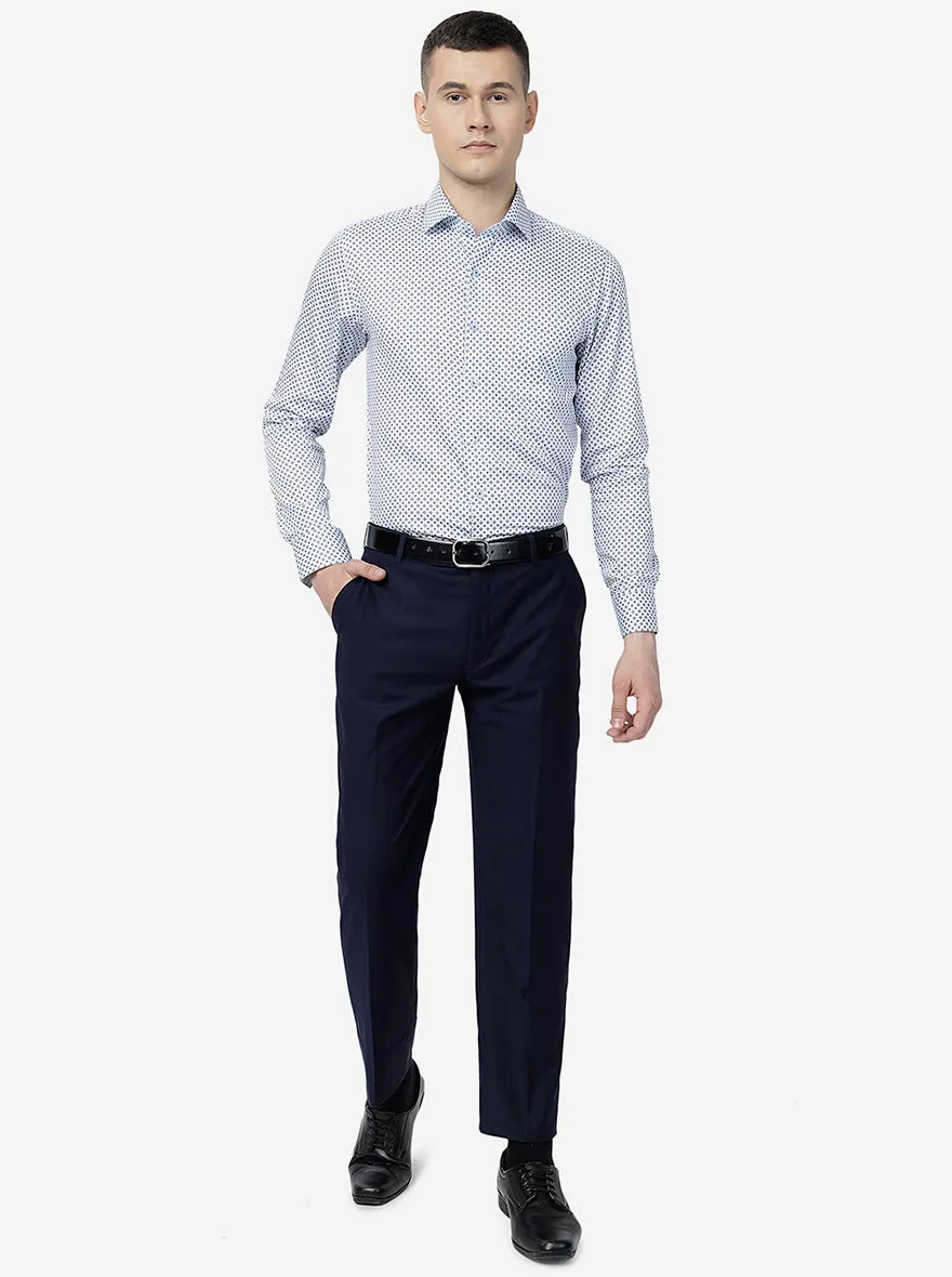 Navy Blue Solid Classic Fit Formal Trouser | JadeBlue