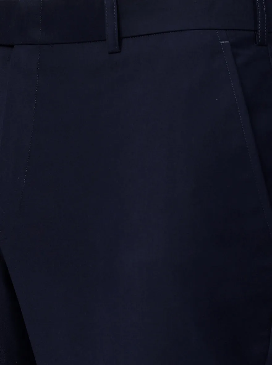 Navy Blue Solid Classic Fit Formal Trouser | JadeBlue