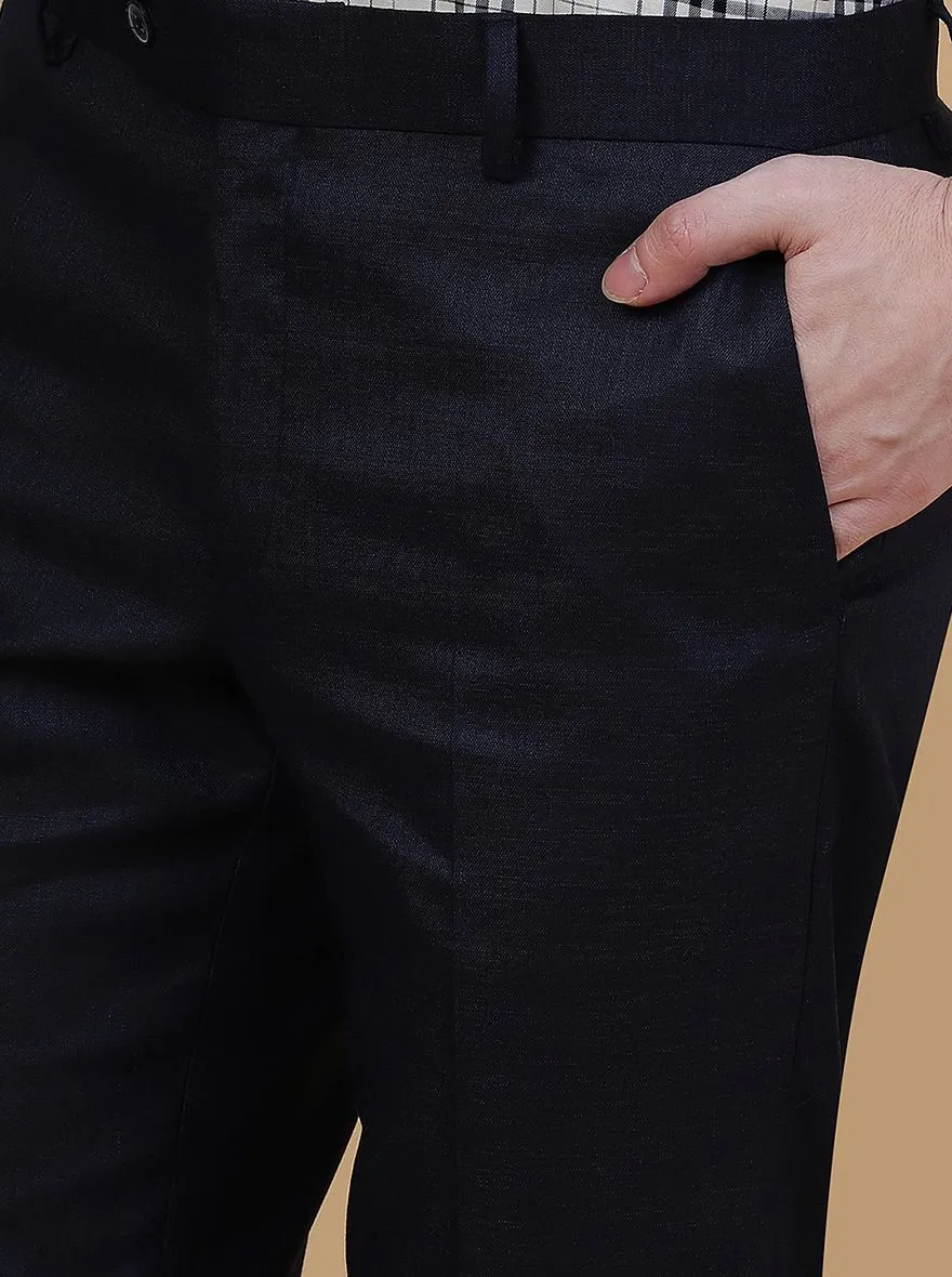 Navy Blue Solid Slim Fit Formal Trouser | Greenfibre