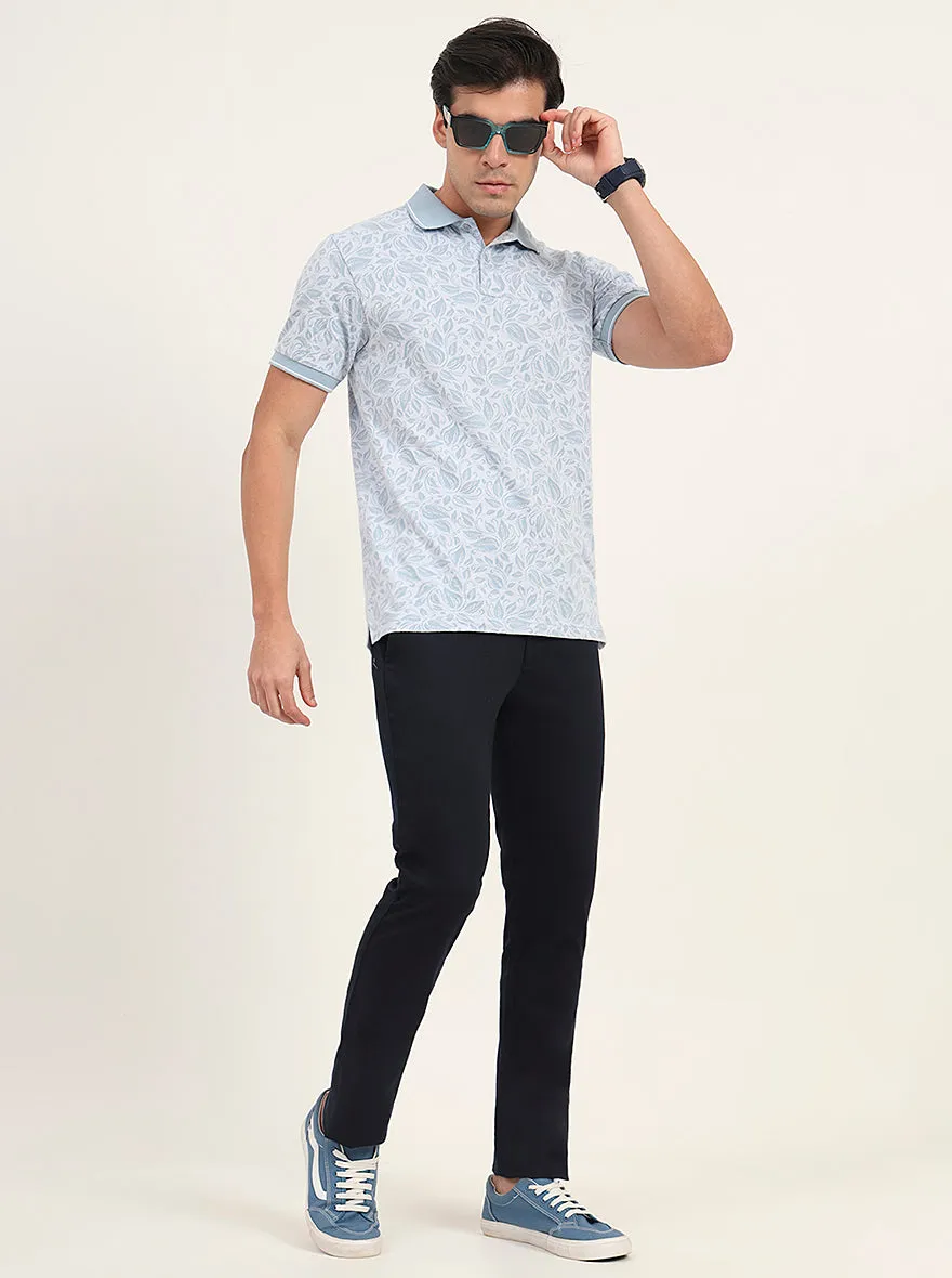 Navy Blue Solid Super Slim Fit Casual Trouser | Greenfibre