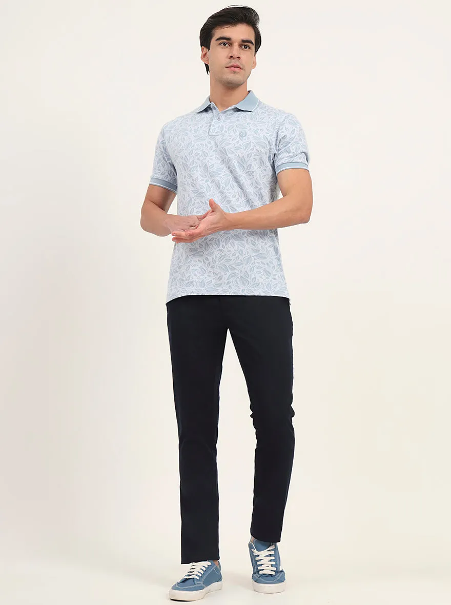 Navy Blue Solid Super Slim Fit Casual Trouser | Greenfibre
