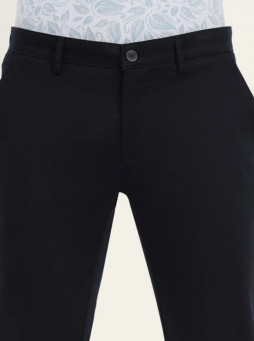 Navy Blue Solid Super Slim Fit Casual Trouser | Greenfibre
