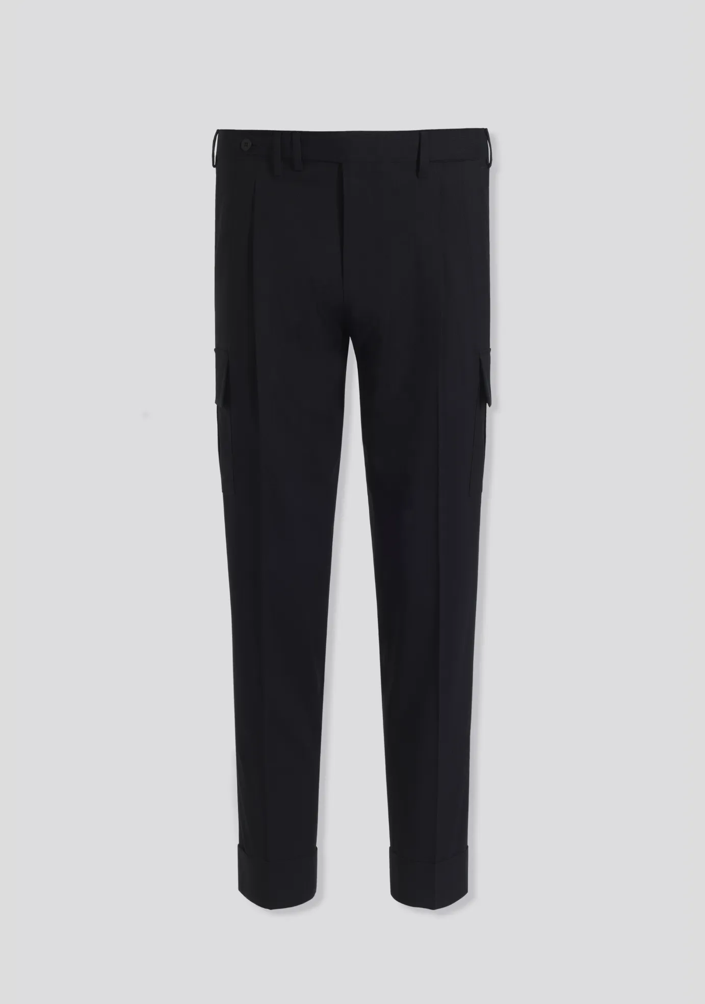 Navy Blue Virgin Wool Cargo Trousers
