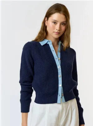 Navy Denim Sweater Blouse