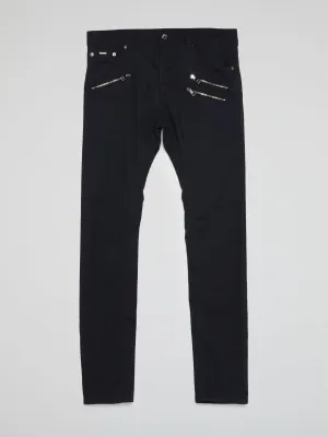 Navy Zip Detail Trousers