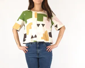 Obus cropped unique print top size 2, best fits 10
