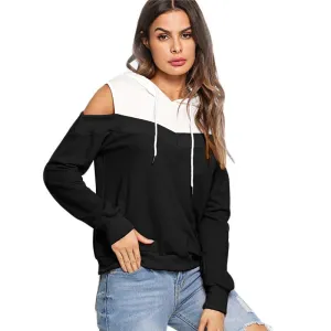 Off Duty Cold-Shoulder Hooded Sweater