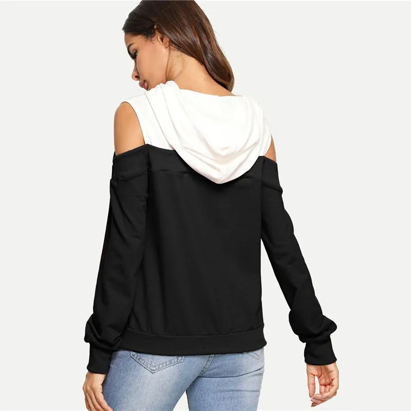 Off Duty Cold-Shoulder Hooded Sweater