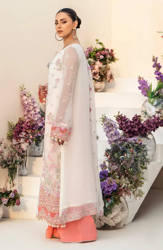Off White Embroidered Long Pakistani Salwar Kameez with Dupatta