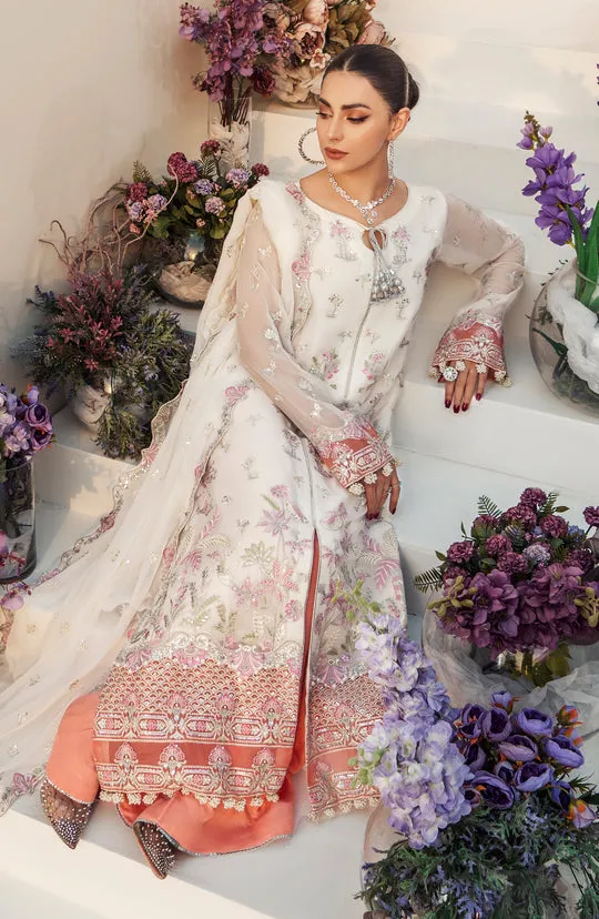 Off White Embroidered Long Pakistani Salwar Kameez with Dupatta