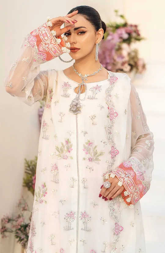 Off White Embroidered Long Pakistani Salwar Kameez with Dupatta
