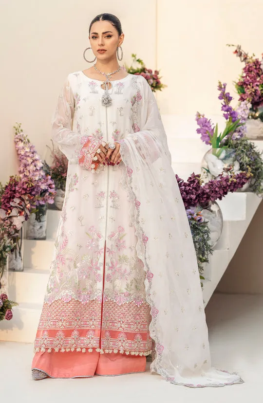 Off White Embroidered Long Pakistani Salwar Kameez with Dupatta