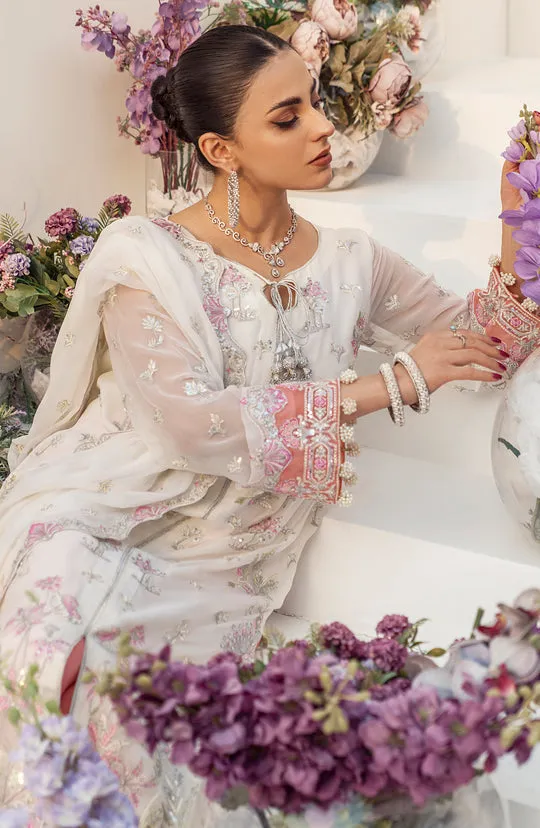 Off White Embroidered Long Pakistani Salwar Kameez with Dupatta