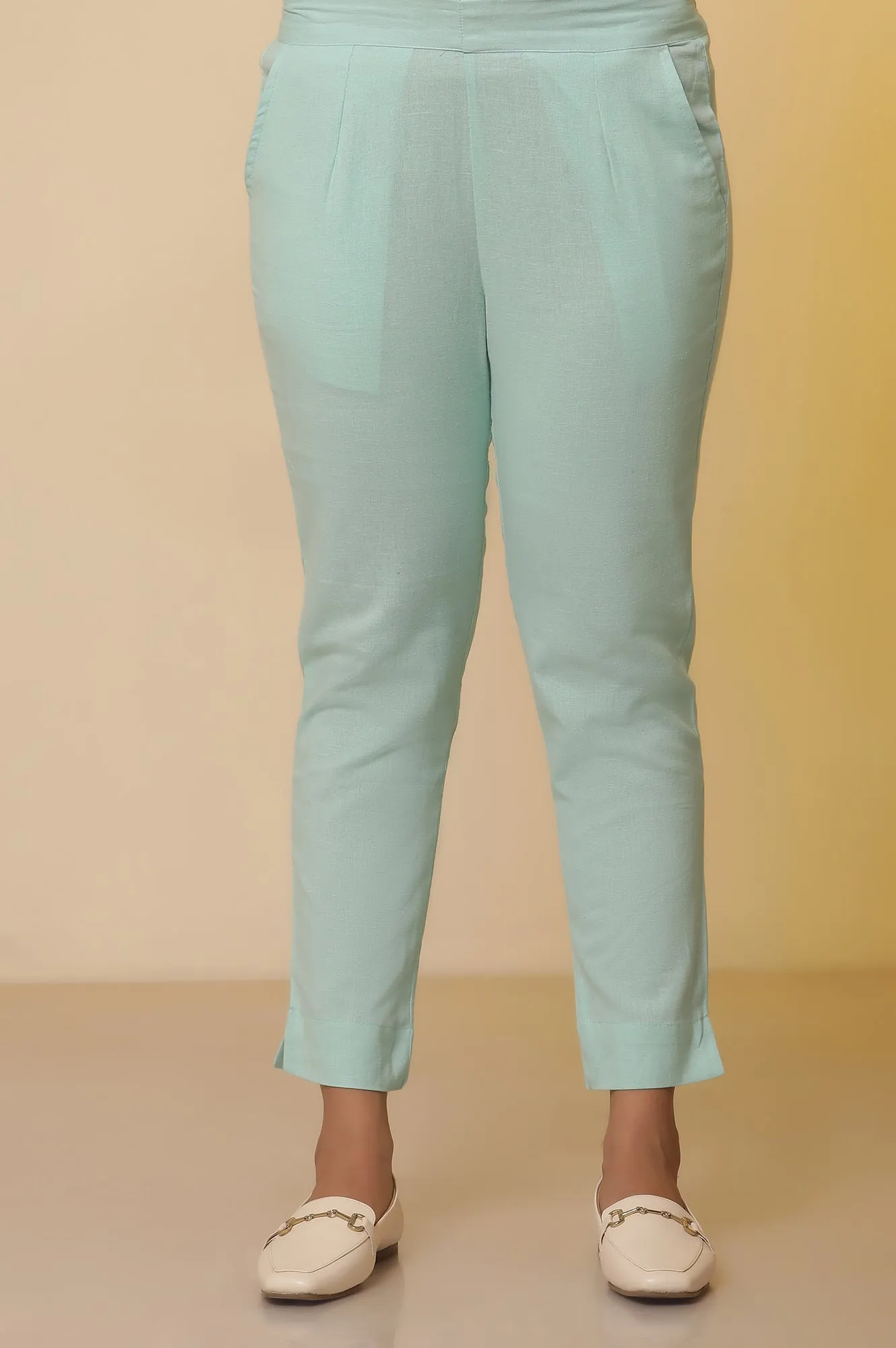 Off White Striped Band Collar Kurta and Trousers Set