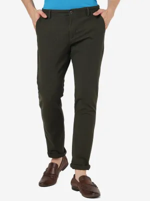 Olive Green Solid Uno Fit Casual Trouser | JadeBlue