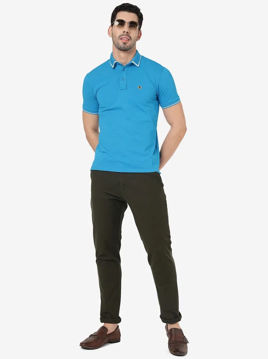 Olive Green Solid Uno Fit Casual Trouser | JadeBlue
