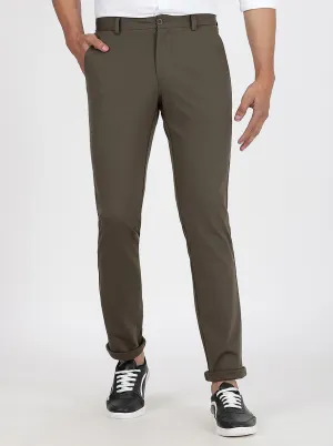 Olive Green Solid Venice Fit Casual Trouser | JadeBlue