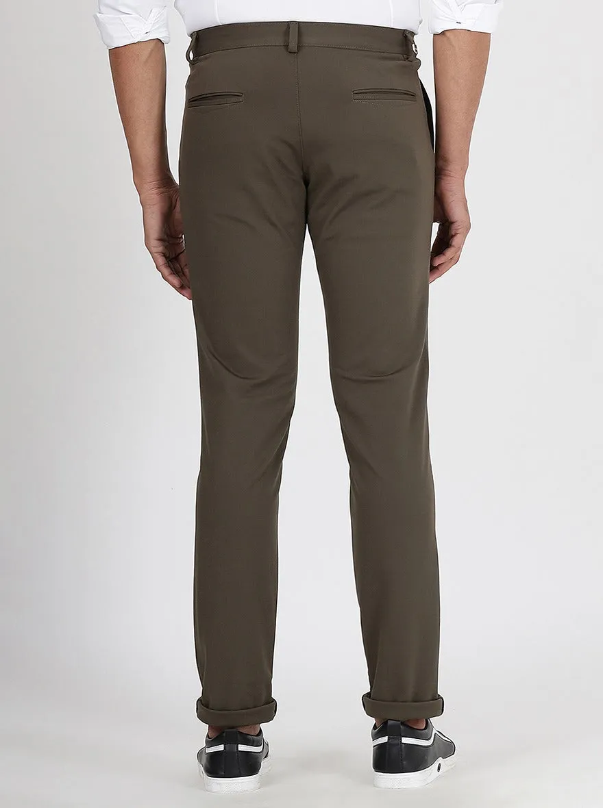 Olive Green Solid Venice Fit Casual Trouser | JadeBlue