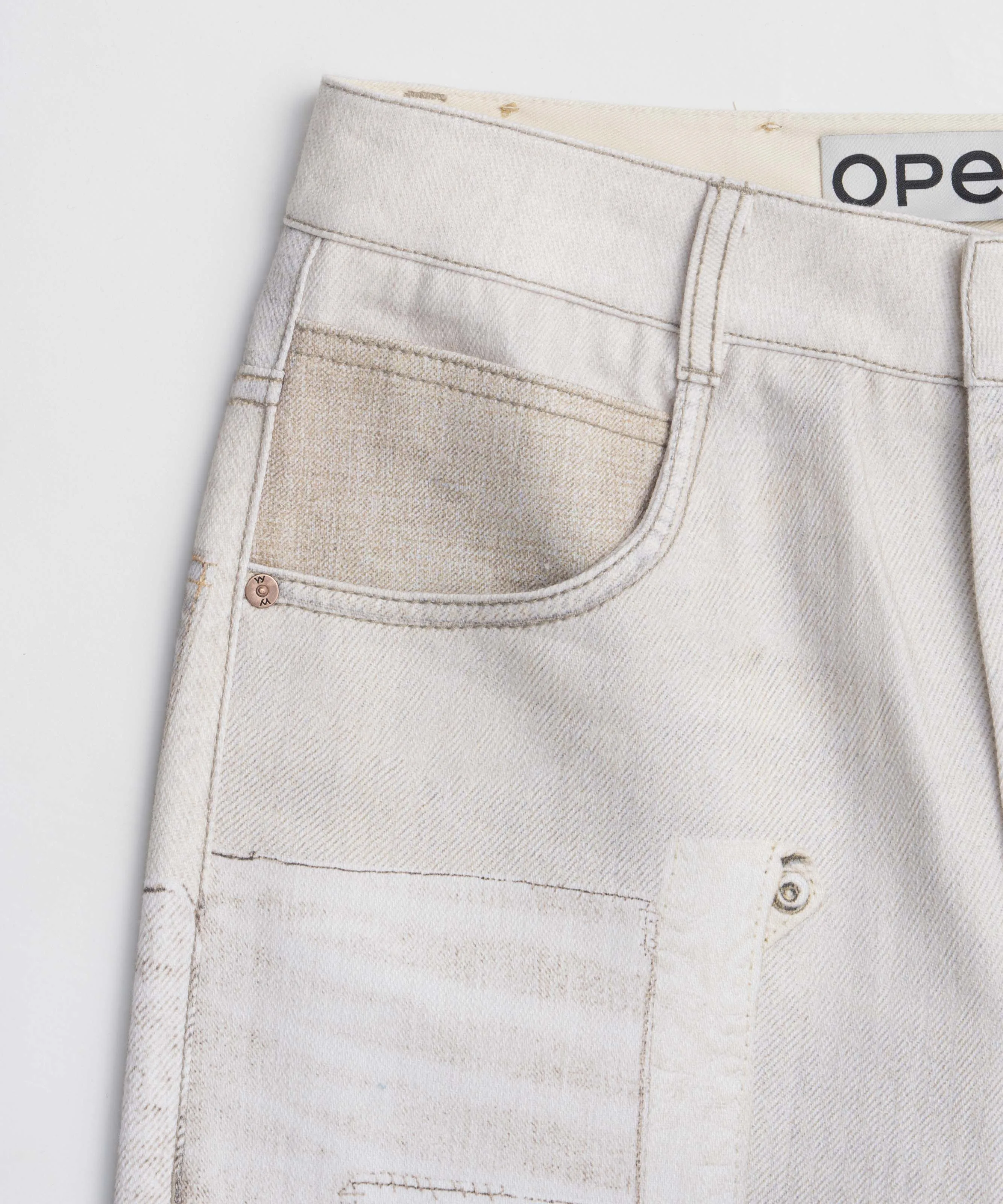 【OPEN YY】PATCHWORK EFFECT LOOSE BOOTCUT