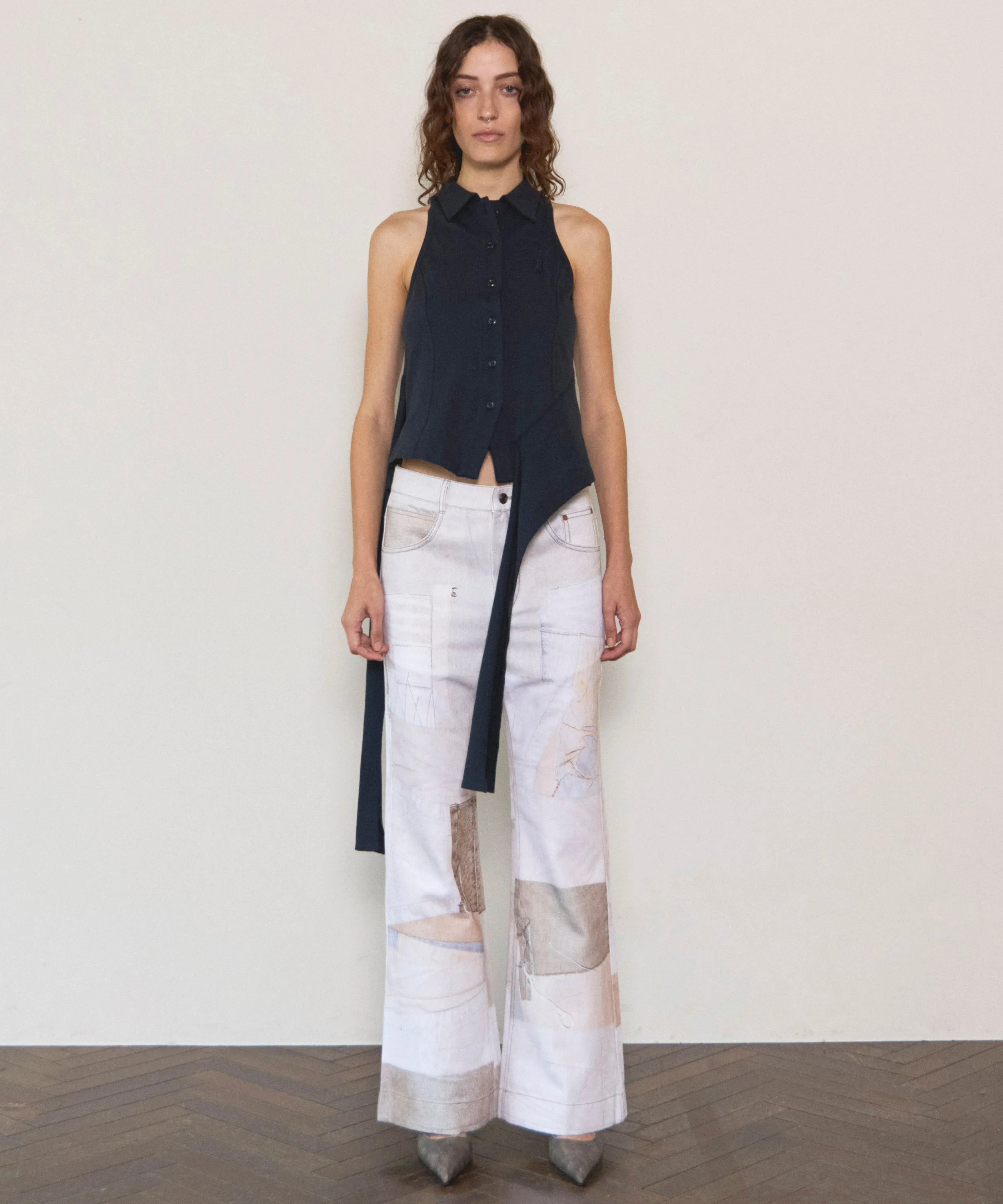 【OPEN YY】PATCHWORK EFFECT LOOSE BOOTCUT