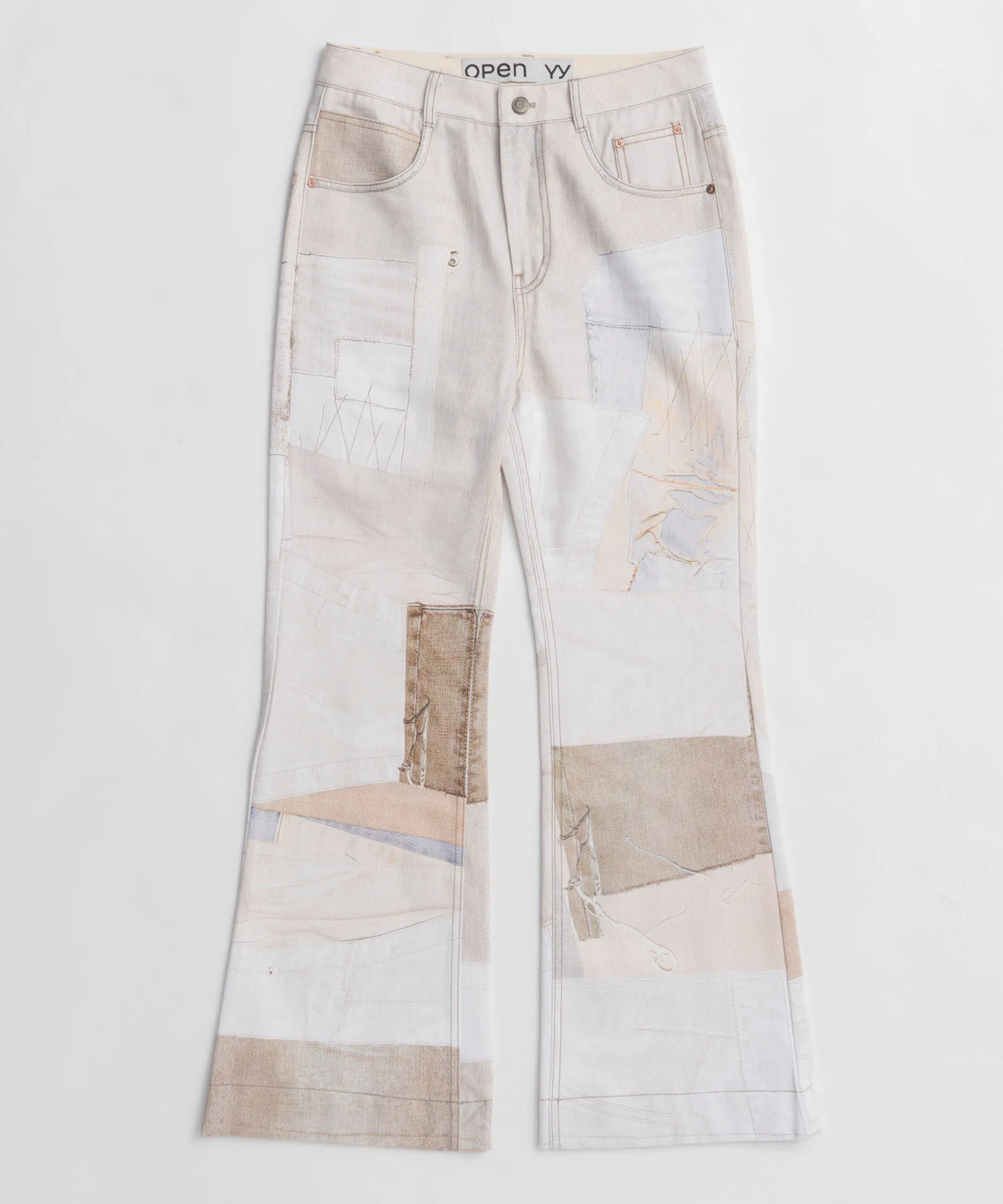 【OPEN YY】PATCHWORK EFFECT LOOSE BOOTCUT