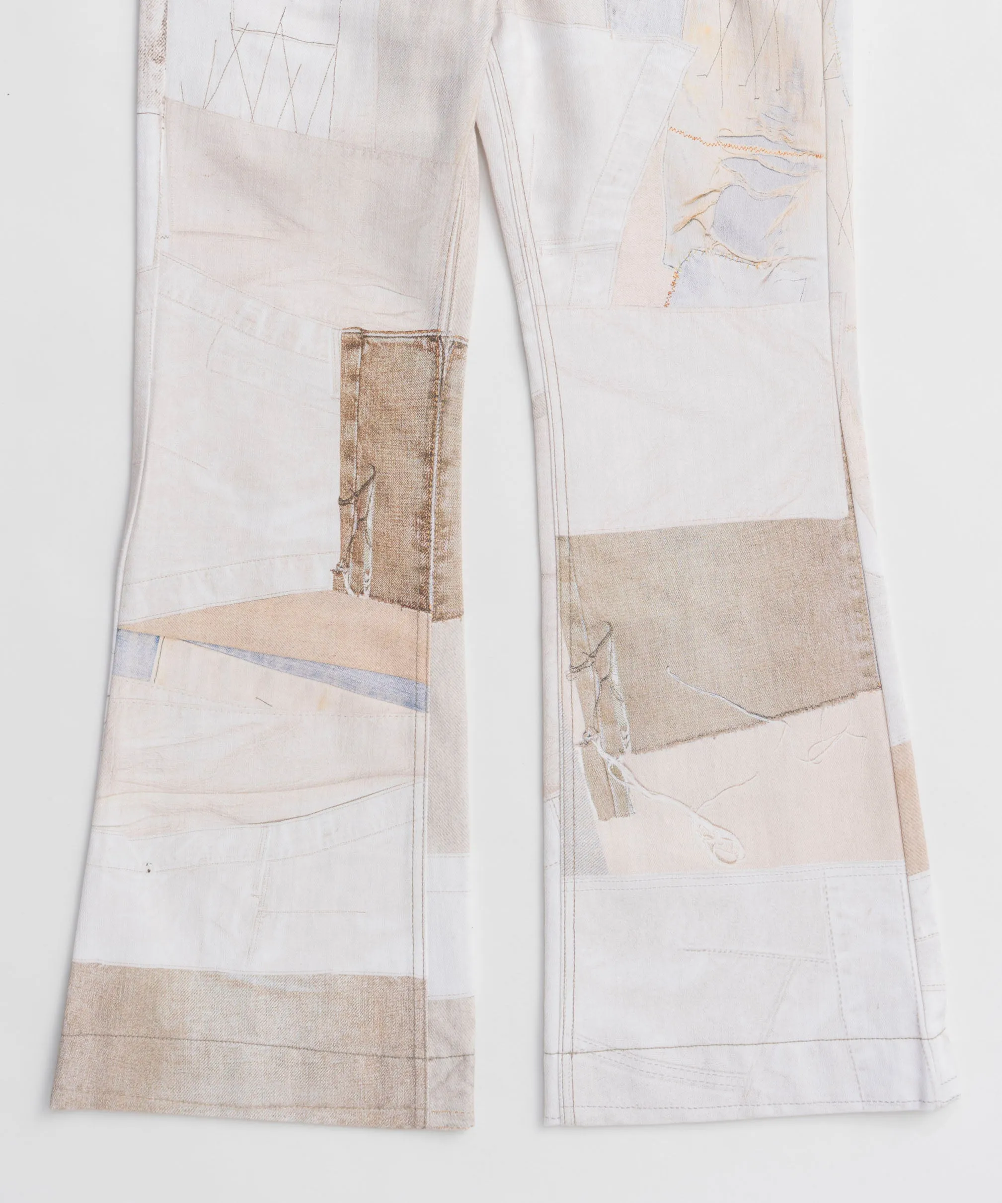【OPEN YY】PATCHWORK EFFECT LOOSE BOOTCUT