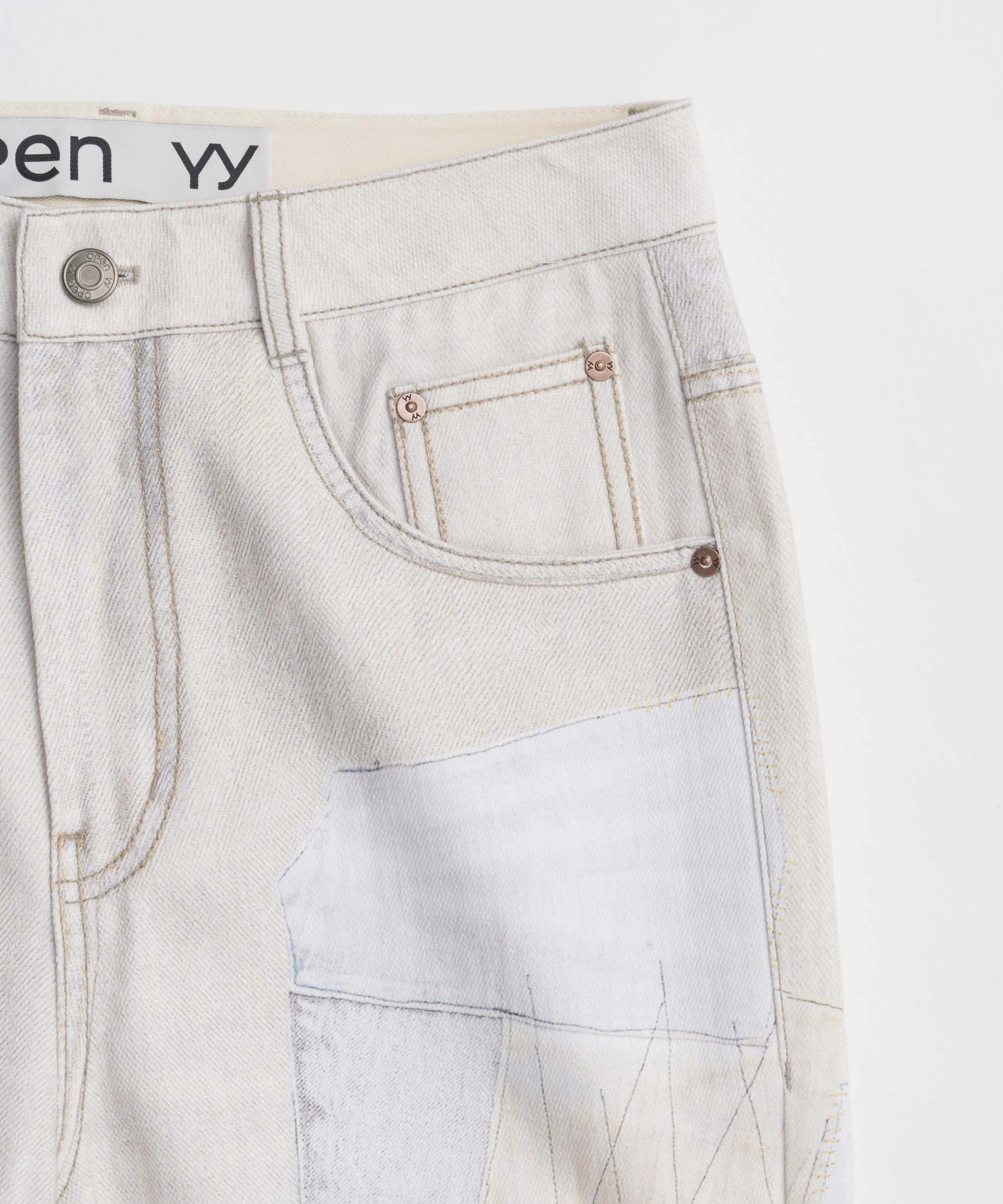 【OPEN YY】PATCHWORK EFFECT LOOSE BOOTCUT